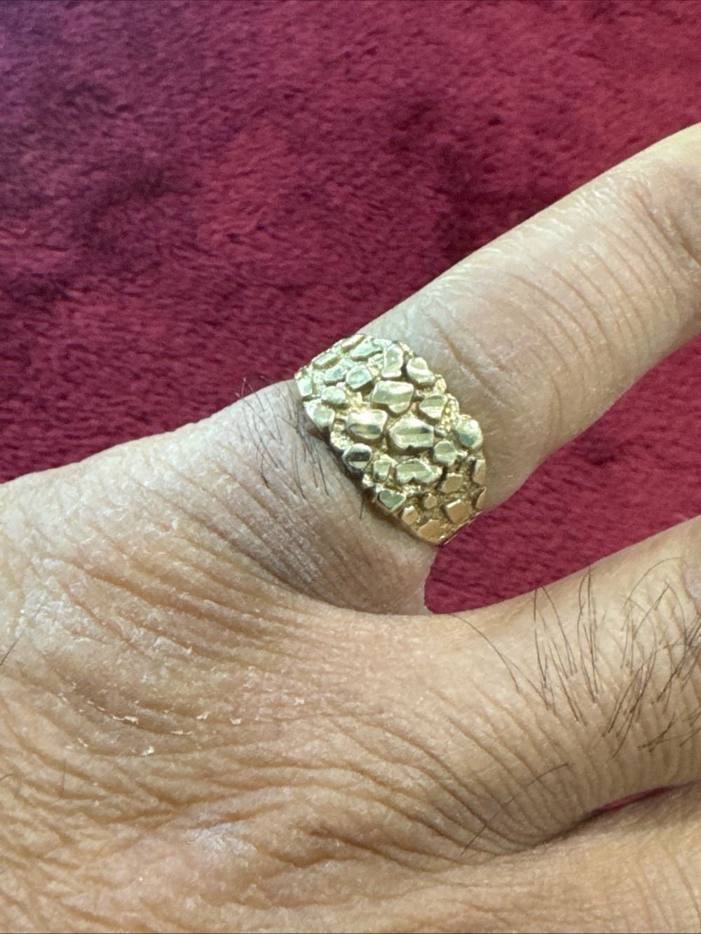 10K Yellow Gold Nugget Ring Size 6 2.0g Textured Statement Ring Preowned